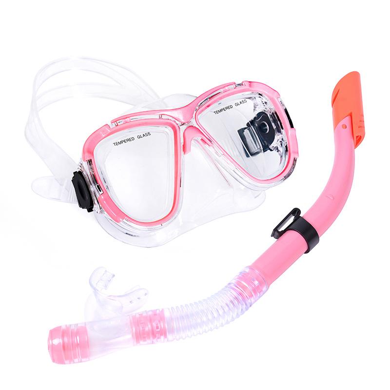 

Large vision mask, tempered glass diving goggles snorkel set. 3266-307 two-piece set чорний