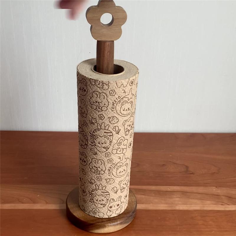 A96I-Free Standing Movable Flower-Shaped Paper Towel Stand For Bathroom Punch-Free Design