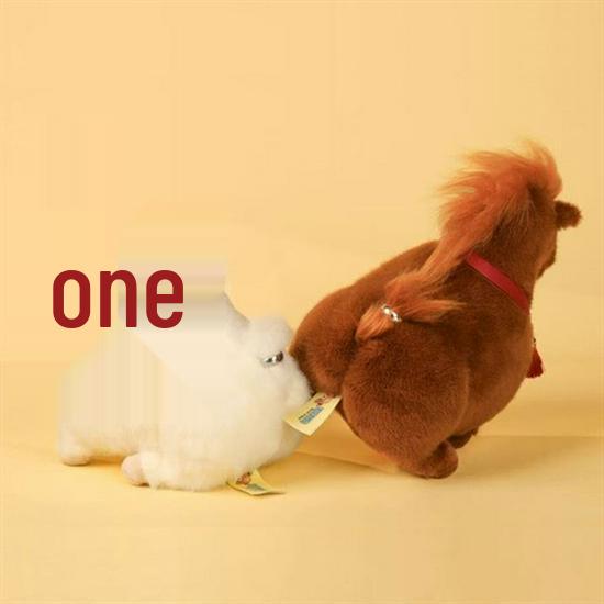 Sturdy Plush Toy Horse in White, Black, and Brown