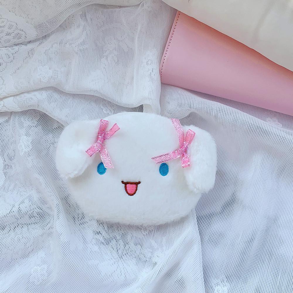 Adorable Japanese Style Cartoon Bow Plush Dog Ins Coin Purse For Kids And Girls
