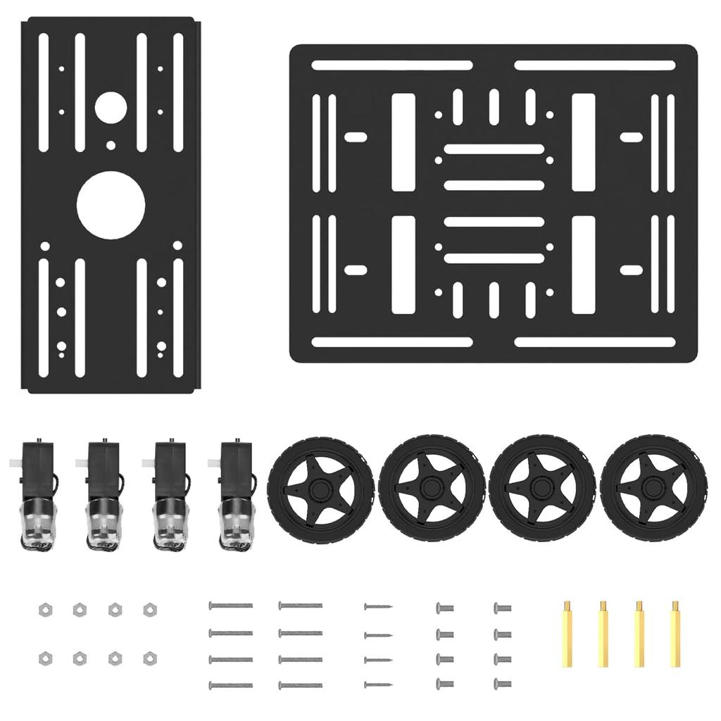 LewanSoul Robot Chassis 4WD Smart Chassis Aluminum Alloy TT 66mm Robot Mobile Platform Robot Car DIY Kit Kit, Car, Chassis, Motor, Wheels, (Black,