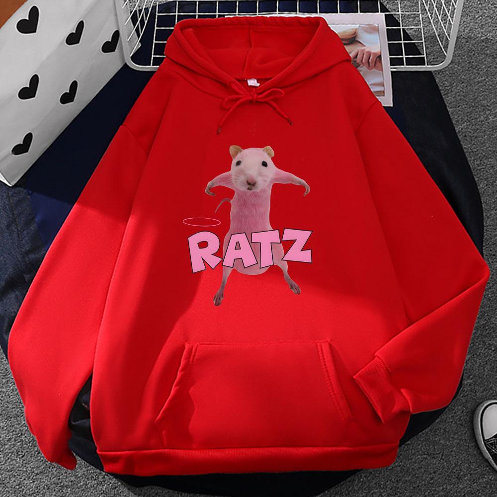 

Рожеві толстовки Ratz Mouse з довгим рукавом Мультяшні світшоти на осінь/зиму Kawaii Мультяшні пуловери з довгим рукавом Чоловічий одяг XXXL червоний