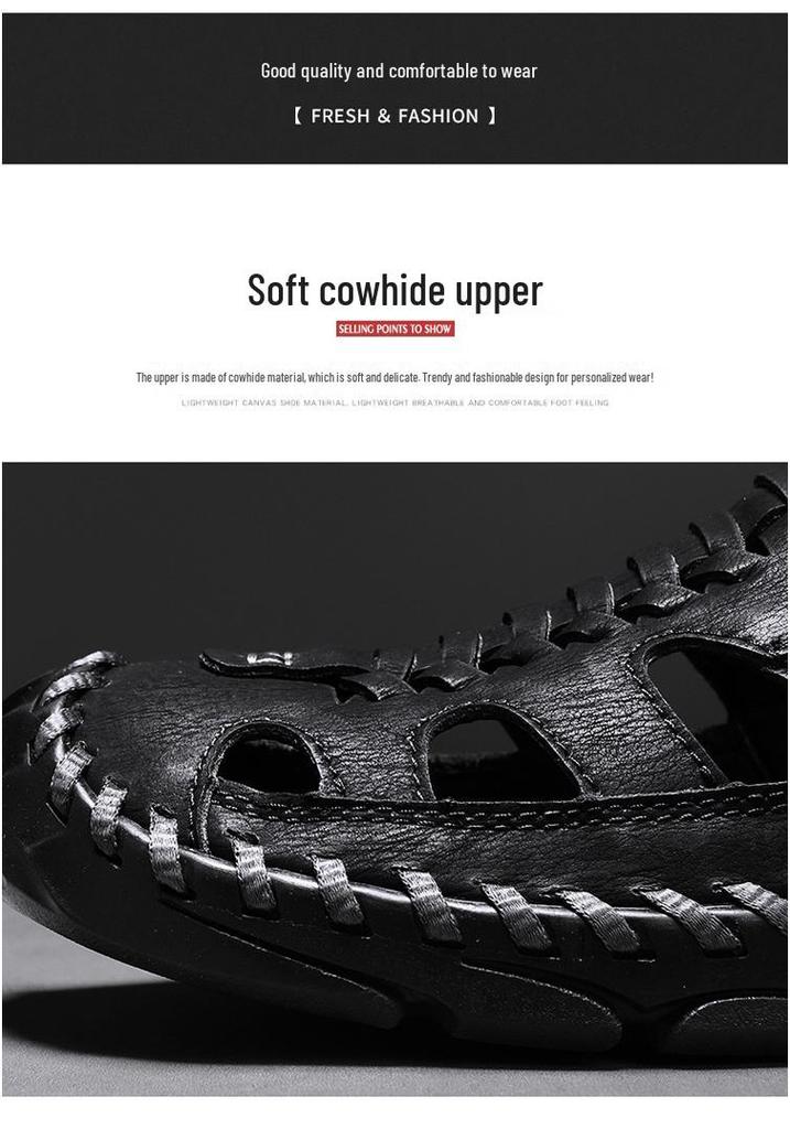 Men's Outdoor Non-Slip Sandals, Large Size 47-48, Wide Toe Cap, Wear-Resistant Casual Beach Shoes for Summer