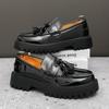 Luxury Designer New Black White Tassels Height Increasing Leather Casual Shoes For Men Loafter Formal Wedding Dress Homecoming