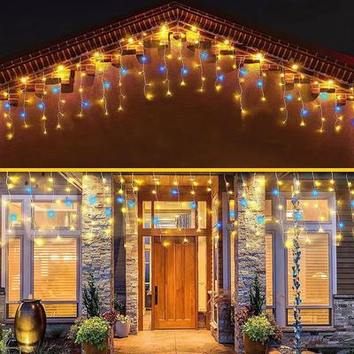 LED-Lichterketten im Freien, Eiszapfen-Lichterkette, Weihnachtsgirlande für Vorhang, Neujahr, Garten, Terrasse, Terrasse, Traufe, Party-Dekoration