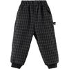 Boys' Autumn/Winter Fleece-Lined Plaid Jogger Pants