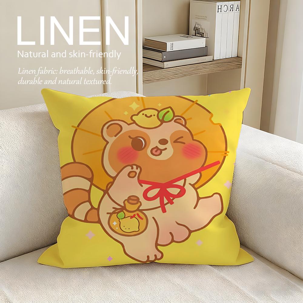 

Animal Tanuki Cushion Cover Pillowcase Set Pcs x x Breathable Washable Sofa Cushion Cover 30X30cm