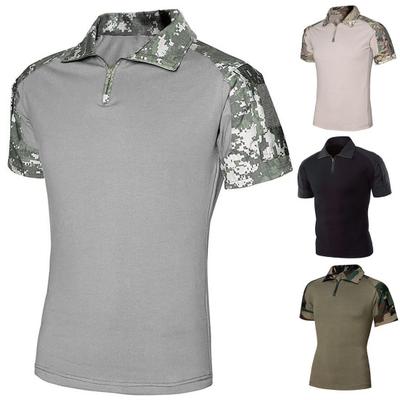 Men Shirt Slim Fit Pullover Turn-down Collar Camouflake Men T-shirt for Outdoor