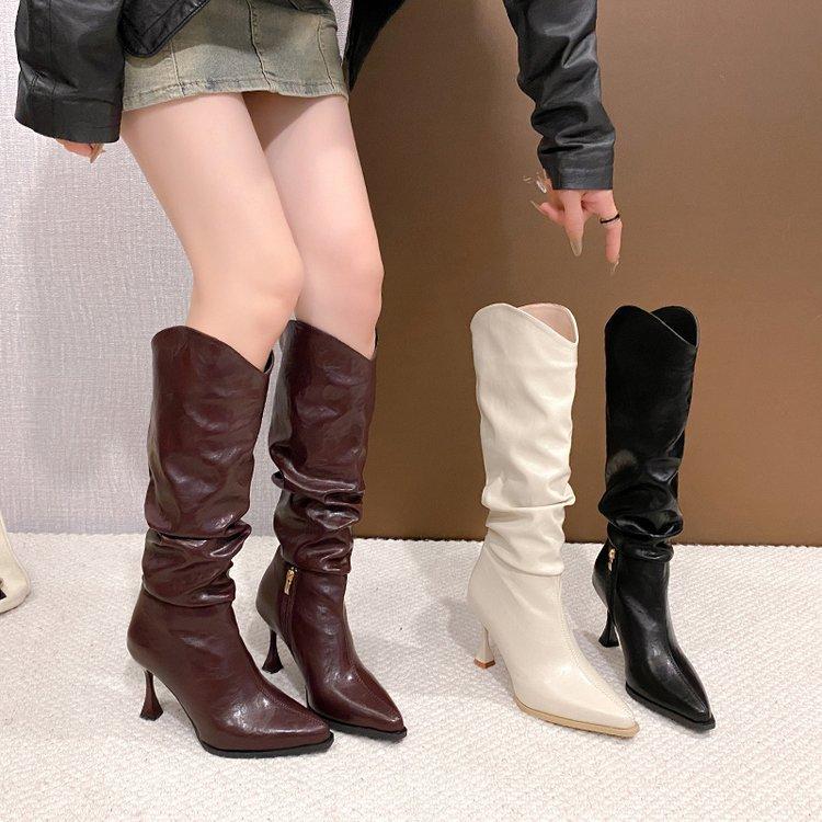 Fashion Women's pointed toe knee-high boots parka stiletto elegant ladies shoes sexy fashion winter