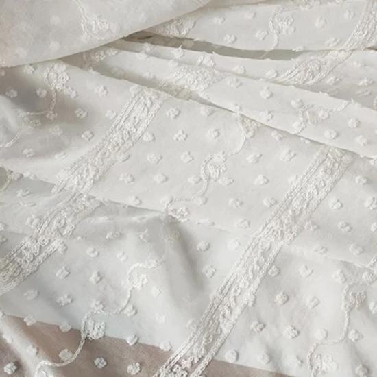 150 cm breit 1 yard/lot Beige Chiffon Dot Jacquard Stickerei Stoff frau Kleid/T-shirt Material