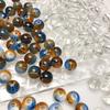 20pcs Transparent Lapis Blue and Orange Color Block Round Beads for DIY Earrings Jewelry Making