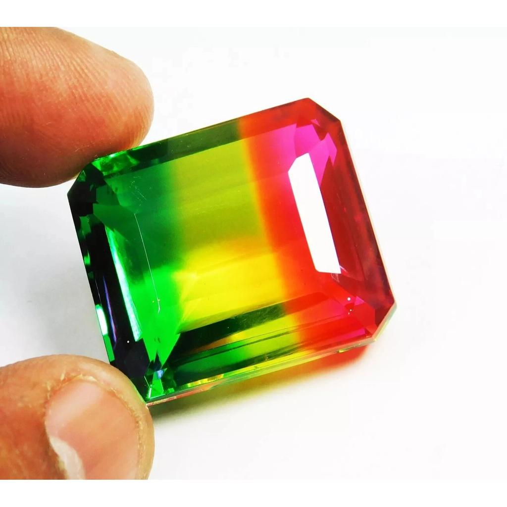 Top Quality Natural Watermelon Tourmaline Emerald 76-78 Ct Certified Gemstone