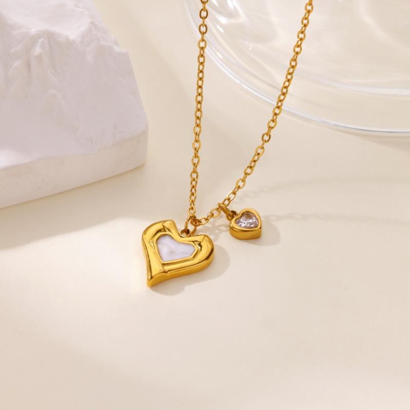 Love geometric hollow versatile stainless steel necklace women's design necklace light luxury pendant collarbone chain