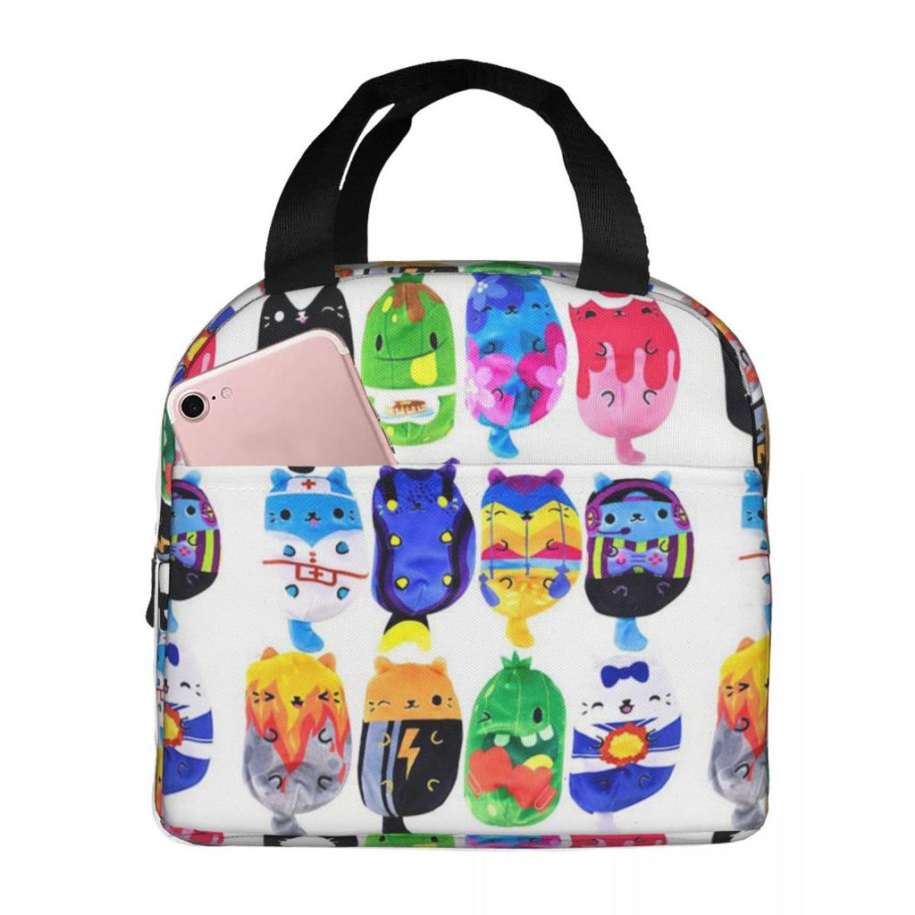 Cats Vs Pickles 12-Pack Insulated Lunch Bag for Women Children Portable Food Boxes Thermal Lunch Box Tote