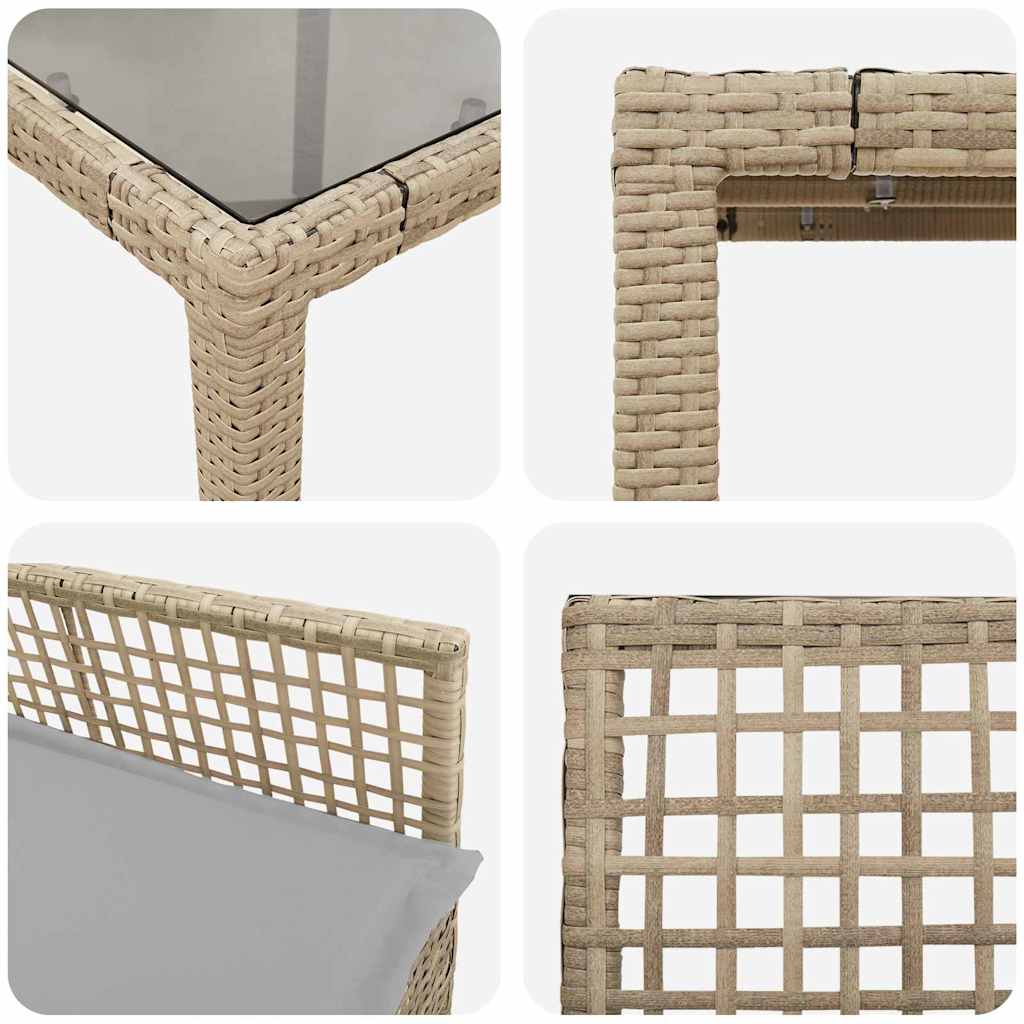 Garden Dining Set 3 pcs Beige Poly Rattan