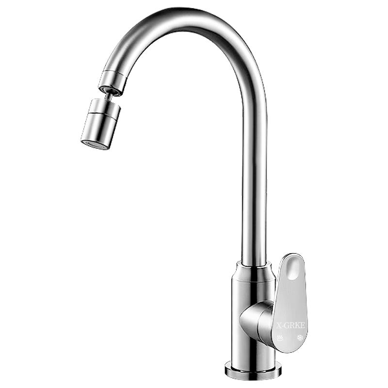 X-GRKE German Style Deck-Mounted Kitchen Faucet with Hot & Cold Water