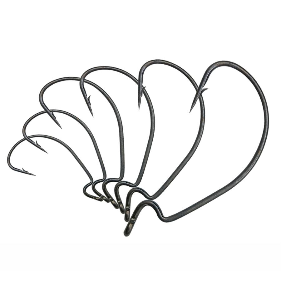 50pcs High Carbon Steel Crank Offset Fishing Hooks for soft Worm Baits Barbed Sharp Hook Big Wide Gap Crank Hook 7 Size Fishhook 260319
