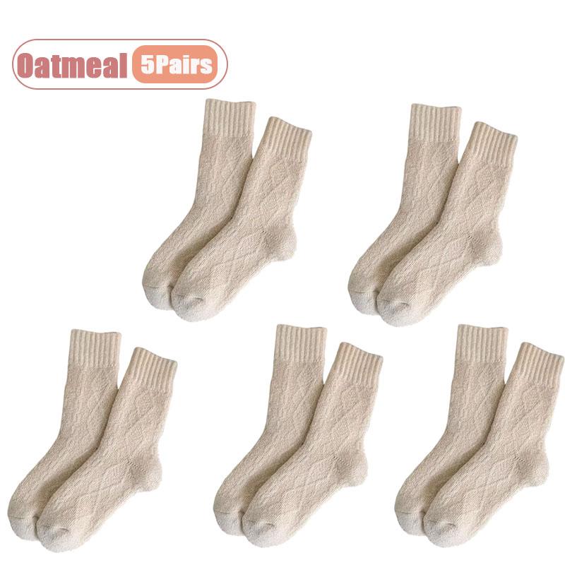 1-10Pairs Winter Plush Socks Women Thick Mid Calf Heating Thermal Long Socks Fall Cold Weather Maternity Postpartum Warm Sock