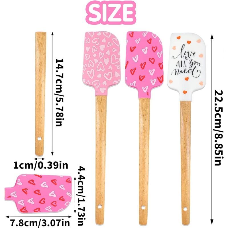 Silikon-Spatel-Set mit Holzgriffen, lebensmittelecht, antihaftbeschichtet, für Kochen, Backen, Mischen, Verteilen, hitzebeständige Utensilien