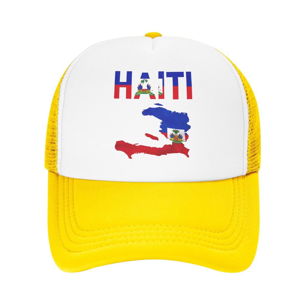 Haiti Flag Map Haitian Pride Mesh Baseball Caps Unisex Sport Trucker Worker Cap Hat Adjustable Summer Trucker Hat