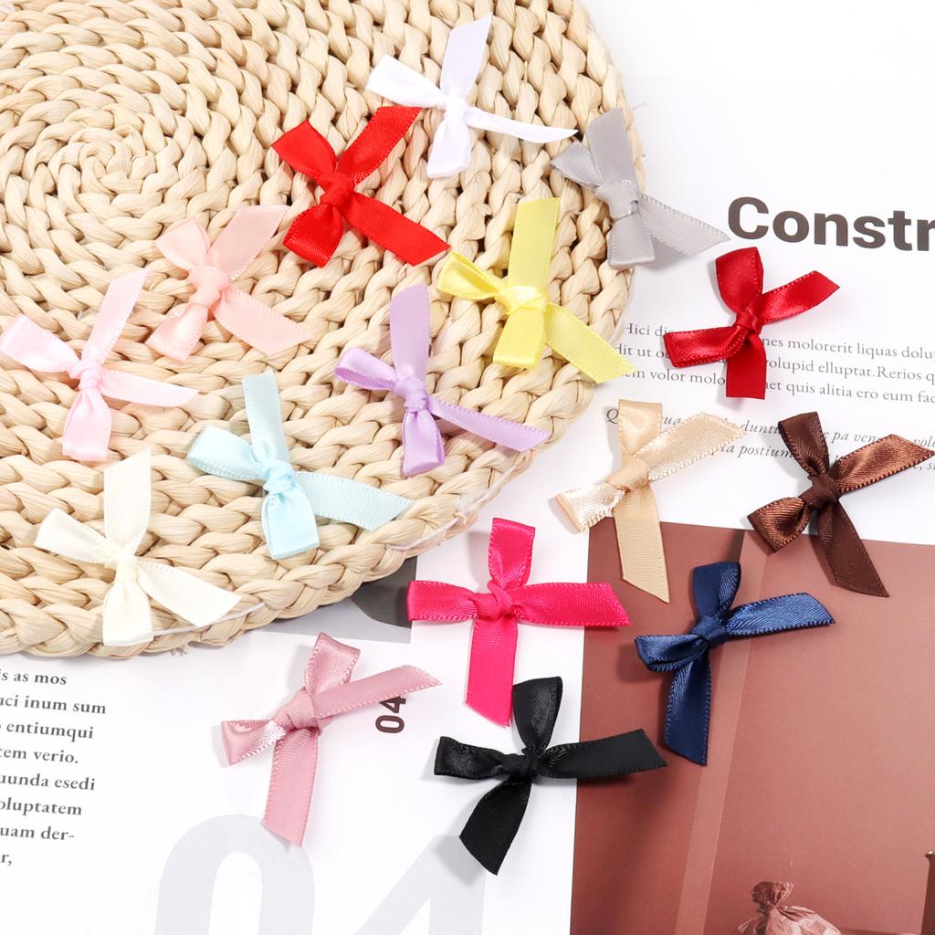 50pcs 4*3.5cm Colorful Ribbon Bows Small Size Polyester Handmade Bowknot For DIY Wedding Christmas Party Gift Bouquet Decoration