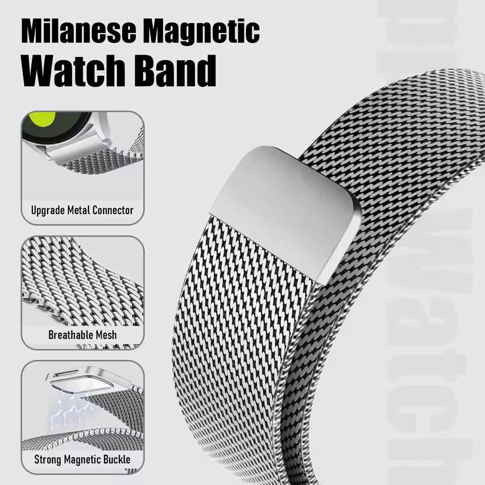 20mm Watch Band for Coros Apex 2/Apex 42mm/Realme TechLife Watch/TicWatch GTH Stainless Steel Thick Mesh Milanese Strap