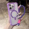 Matte Shockproof Armor For Magsafe Wireless Charge Case for iPhone 17 16 15 14 Plus 13 12 11 Pro Max Clear Wrist Strap Cover