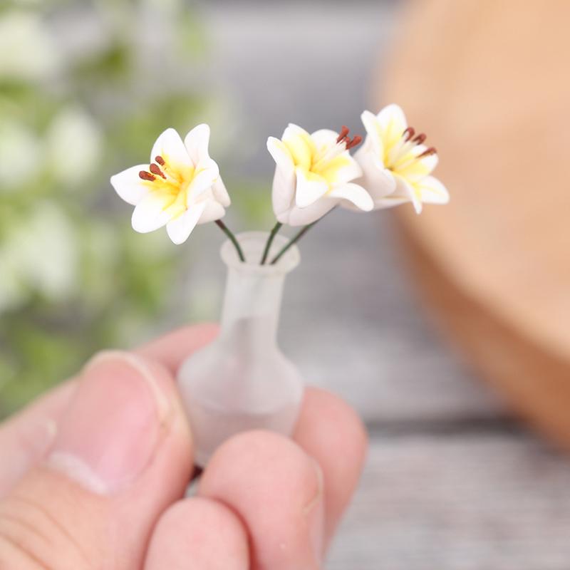 1:12 Dollhouse Miniature Jasmine Hydrangea Flower Green Plant Vase Flowerpot Vase Jar Model Furniture Decoration Accessories