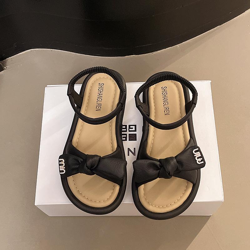 

Bow word with Roman sandals women s ins tide 2025 new summer comfortable open-toed casual platform shoes 40 чёрный