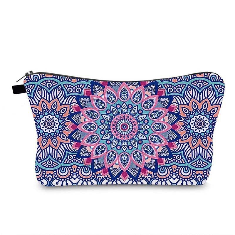 Trendige Vintage Mandala Blume Kosmetiktasche Handtasche Für Reisen Polyesterfutter Verschiedene Farboptionen