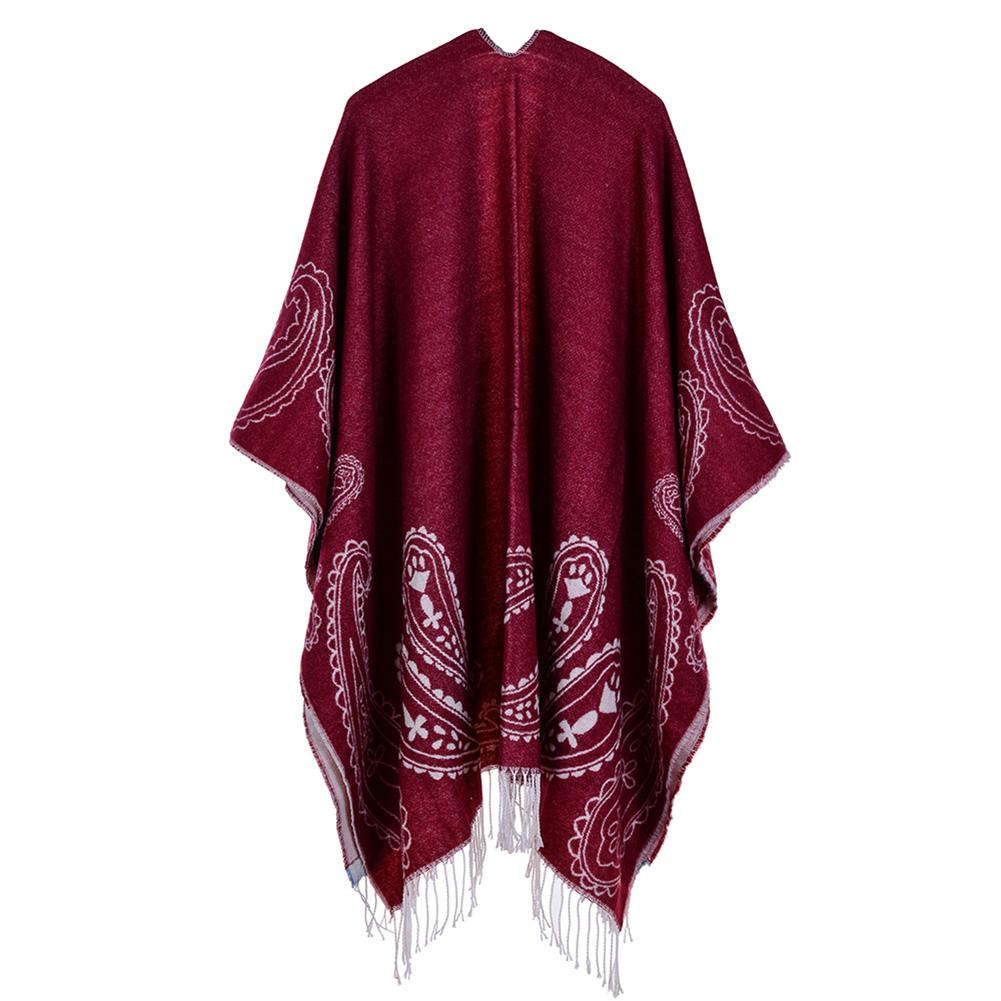 Women Fashion Printing Tassel Shawl Winter Warm All-match Cloak Scarf