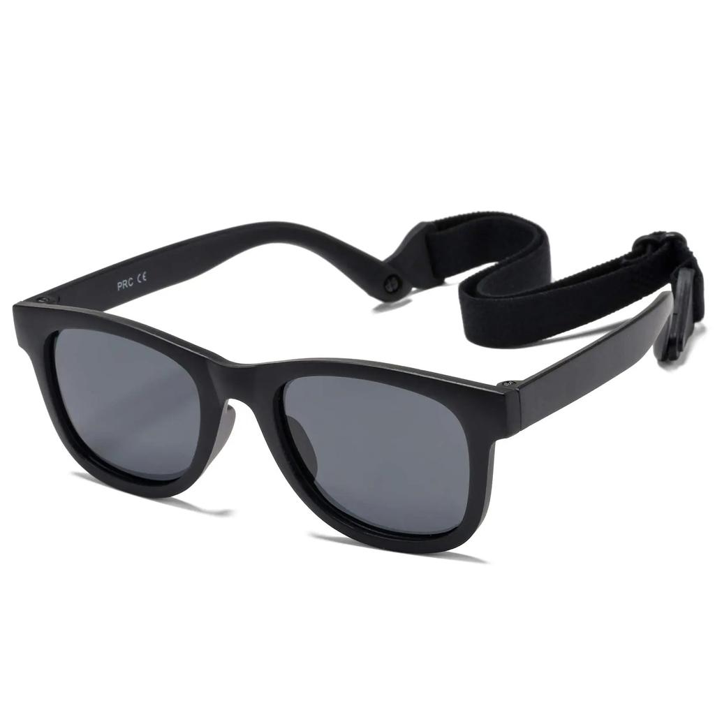 0-24 Months Newborn Baby Bendable Flexible Polarized Sunglasses with Strap Infant Boy Girls Square Silicone Frame Mirrored UV400