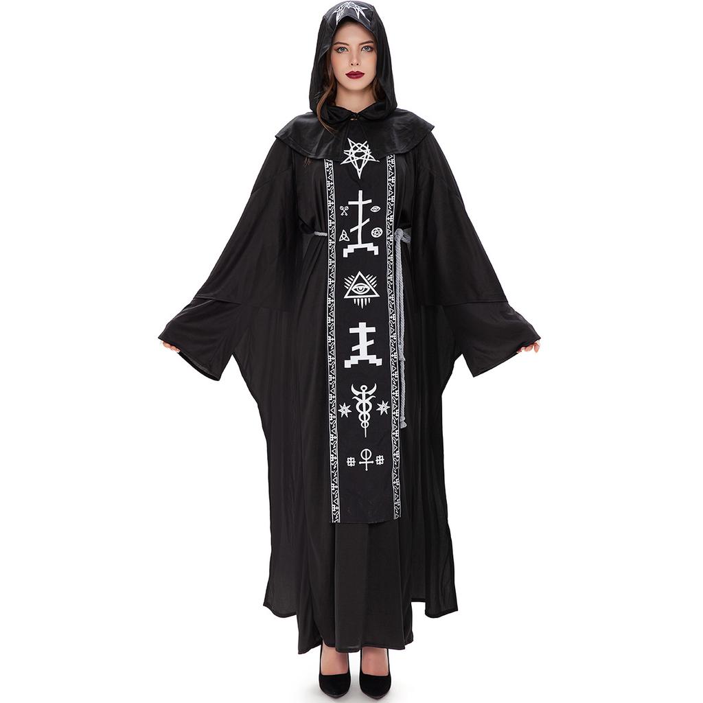 Halloween-Kostüme für Männer und Frauen, Erwachsene, Paar-Zaubererkostüme, Kostüme böser Zauberer-Vampir