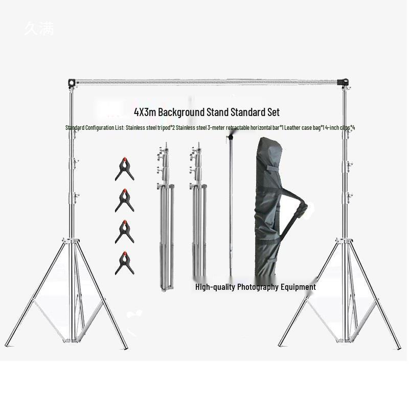 Photography C-Type Light Stand, Stainless Steel, 2.8m & 4m, with Spring Buffer and Three-Way Head Design.