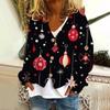 Women's Fashion Short Coat Casual Long Sleeve Printed Single Breasted Plush Top