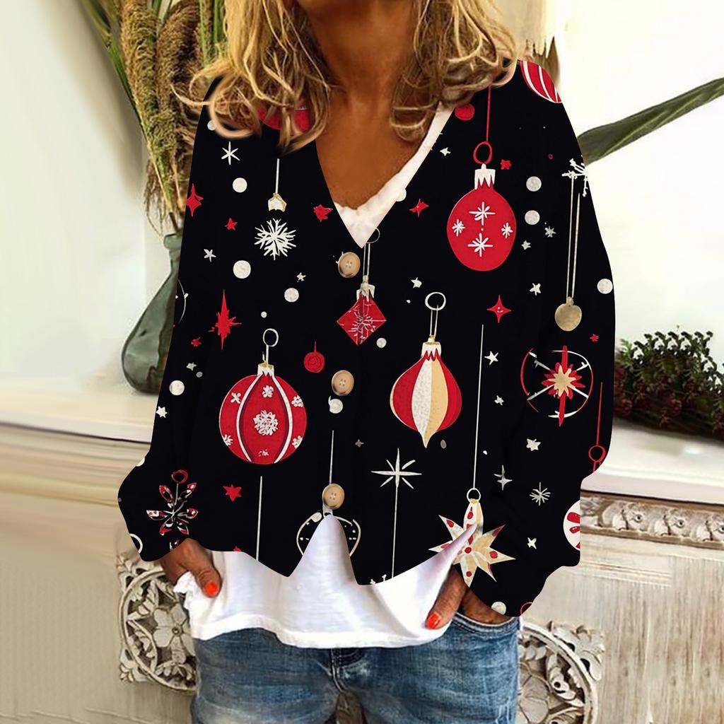 Women's Fashion Short Coat Casual Long Sleeve Printed Single Breasted Plush Top