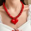 Choker Acrylic Love Heart Necklace Acrylic Sweater Chain Women Clavicle Necklace  Travel