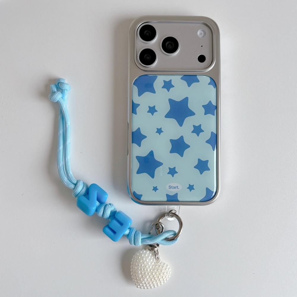 

Small fresh and simple blue star mobile phone case is suitable for Apple 17PROMAX Epoxy electroplating case iPhone16PRO creative protective case iPhone 17promax