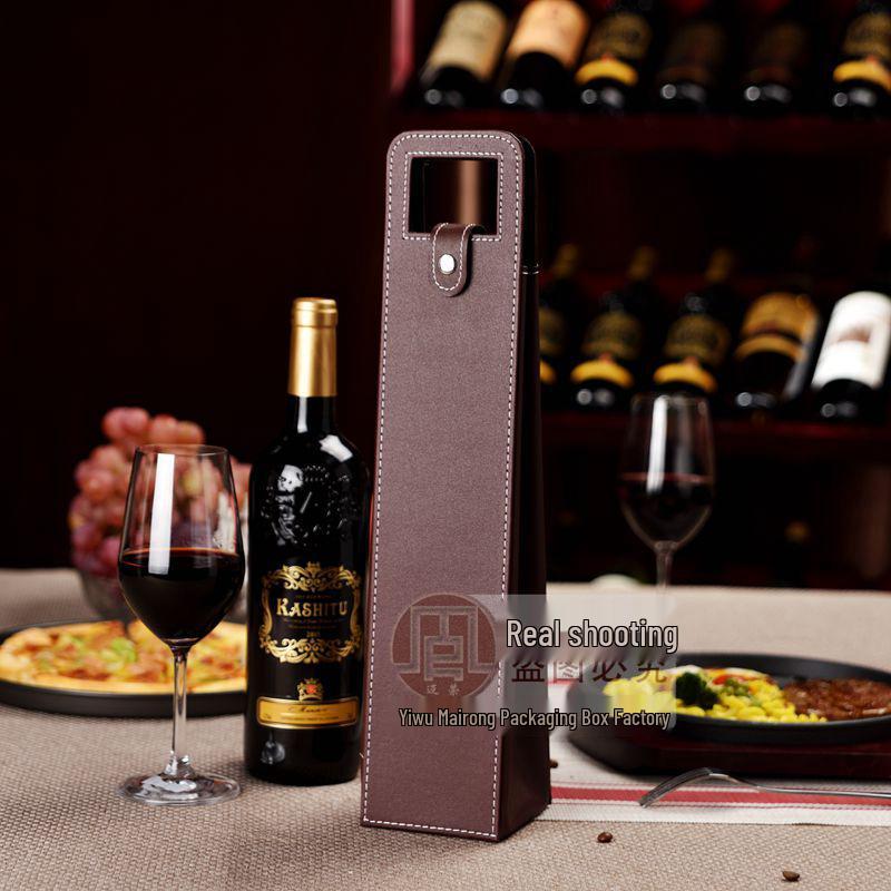 Borsa regalo in pelle per bottiglie di vino singole o doppie
