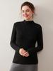 High-Neck Slim Fit Cashmere Knit Top: Elegant Solid Color Base Layer