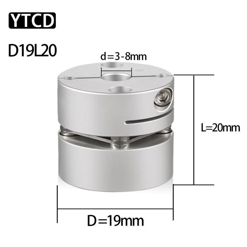 D19L20mm Motor Shaft Coupling Single Diaphragm Universal Shaft Coupler Servo Motor Screw Elastic Transmission Coupling 3-8mm