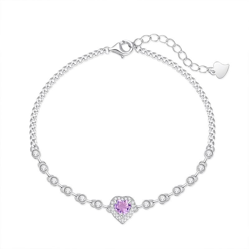 Jewelry natural stone bracelet S925 silver, inlaid with translucent multi-color crystals, bracelet, fashionable and simple for women