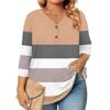 Womens 3/4 Length Sleeve Tops Plus Size Button Down V Neck Shirts Blouses Casual Printing Loose