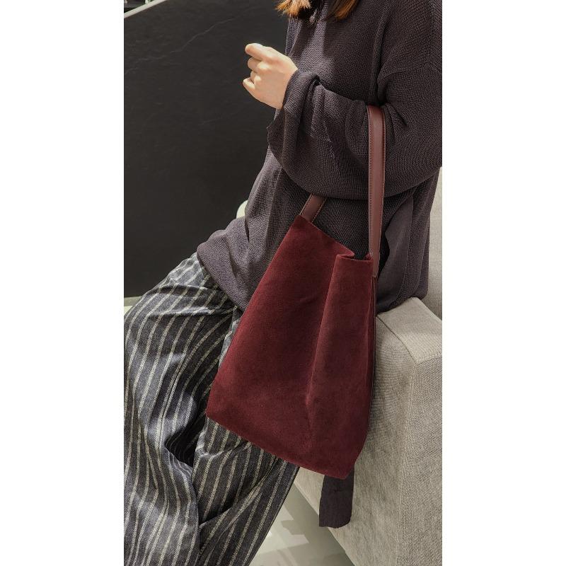 Suede bucket bag autumn and winter new Merad beef suede matte pitot bag large capacity shoulder underarm women's bag