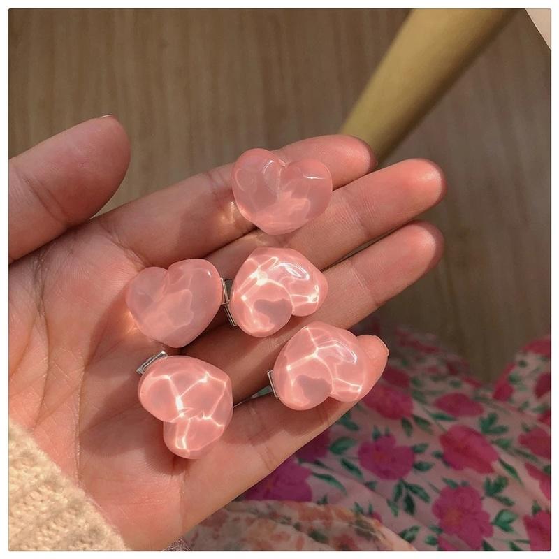 5Pcs Cute Girls Pink Rose Flower Heart Bow Peach Mini Hairpin Sweet Hair Braiding Clip Hair Styling Bobby Pin for Women
