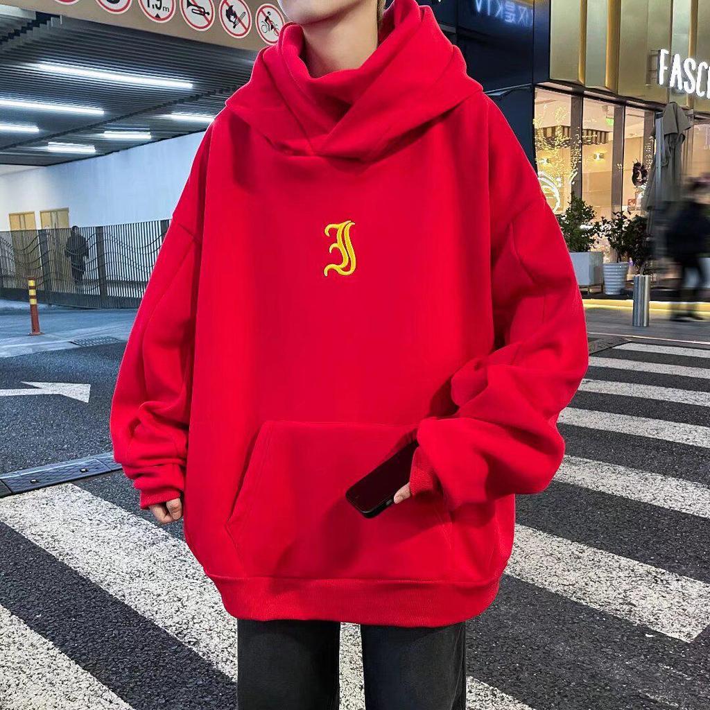 Men's Heavyweight Hooded Winter Jacket/Sweater - 400g Pure Cotton, Thick and Warm, with Ninja-Style Collar for Social Comfort.