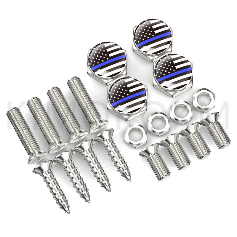 4pcs/set Car USA Italy Germany British Flag Metal Screws License Plate Bolts Auto Universal Car Accessories For VW BMW