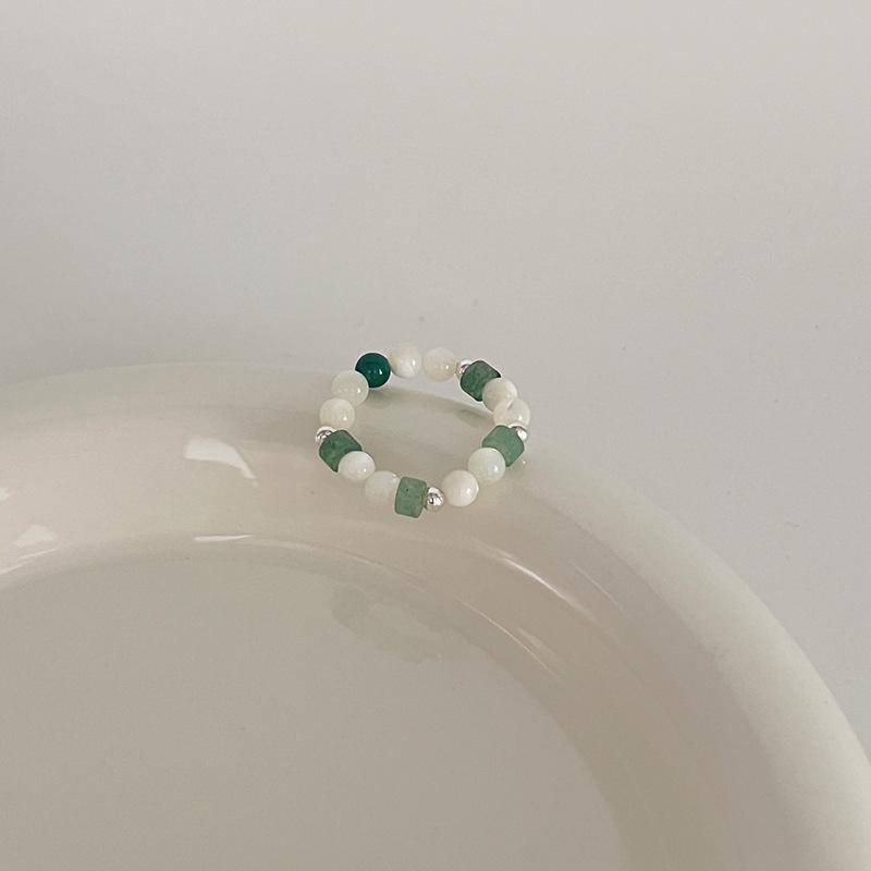 Color Crystal Beaded Ring Ins Niche Design Sense Advanced Finger Ring Light Luxury Temperament All Match Ring Accessories