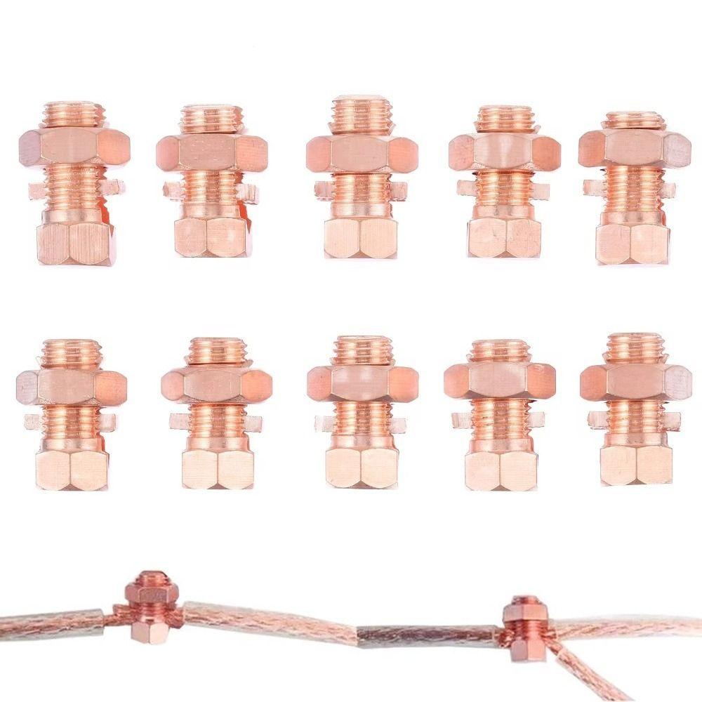 Antenna Grounding Connector Copper Split Bolt Connector Rose Gold Copper Bolt Clamp Wire Clips Cable