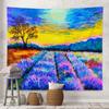 Wall Hanging Tapestry Sunflower Lavender Oil Painting Landscape  Room Decoration Background Cloth